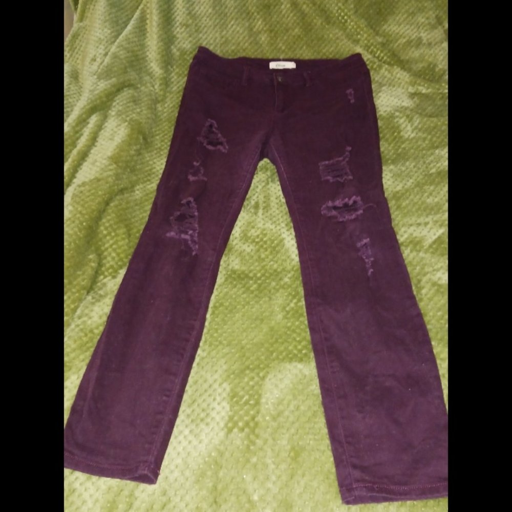 Women's distressed ripped purple skinny jeans size 15